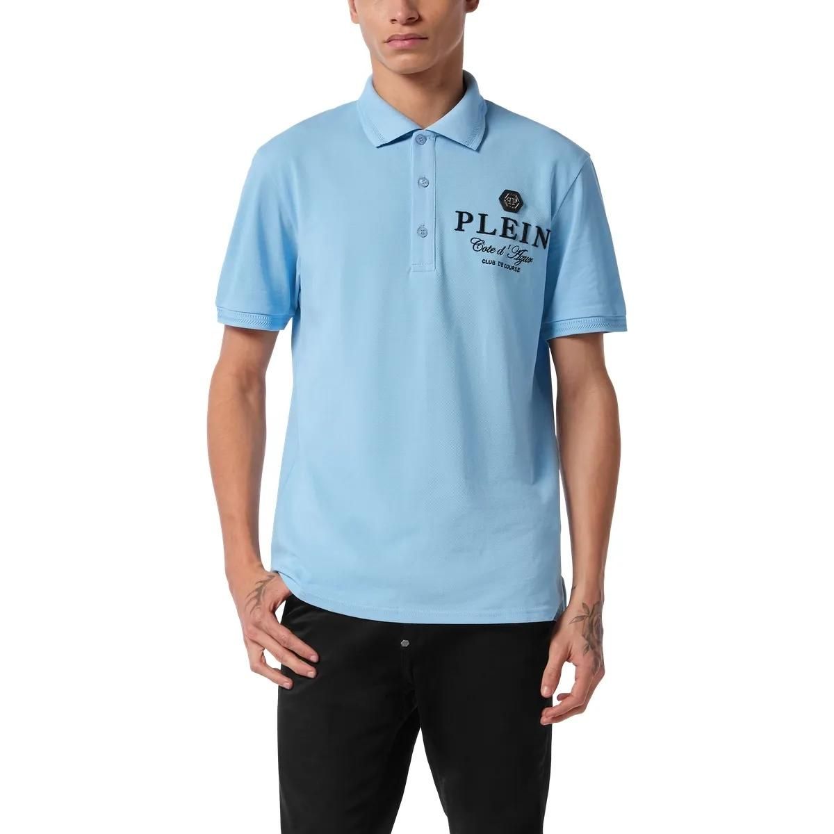 Cote d'Azur besticktes Piqué-Poloshirt