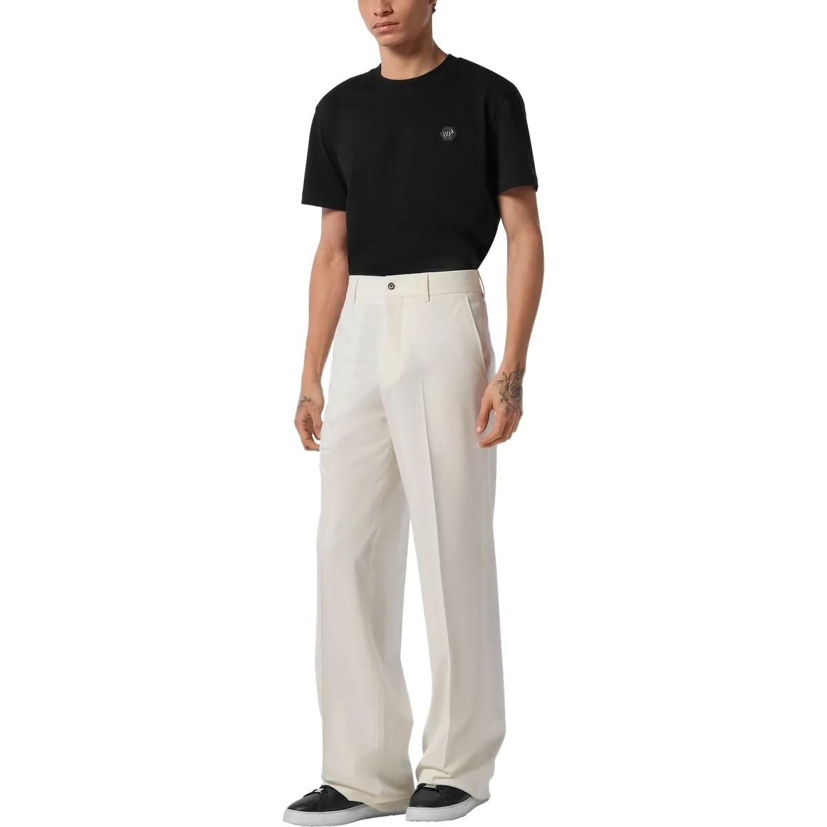Herren Wollmischung Hose mit Weitem Bein