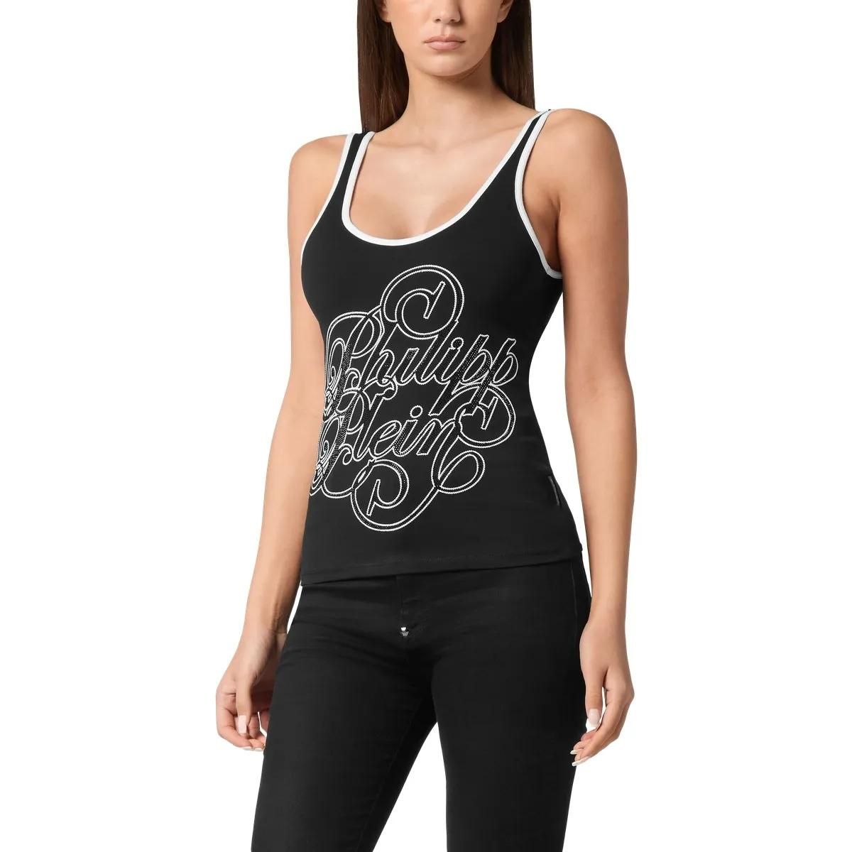 Geripptes Strick-Tanktop mit Logo