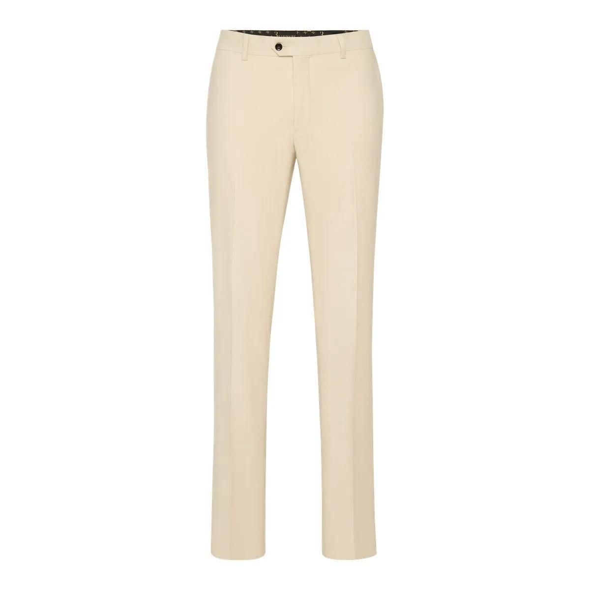 Beige Gabardine-Hose für Herren, klassischer Schnitt