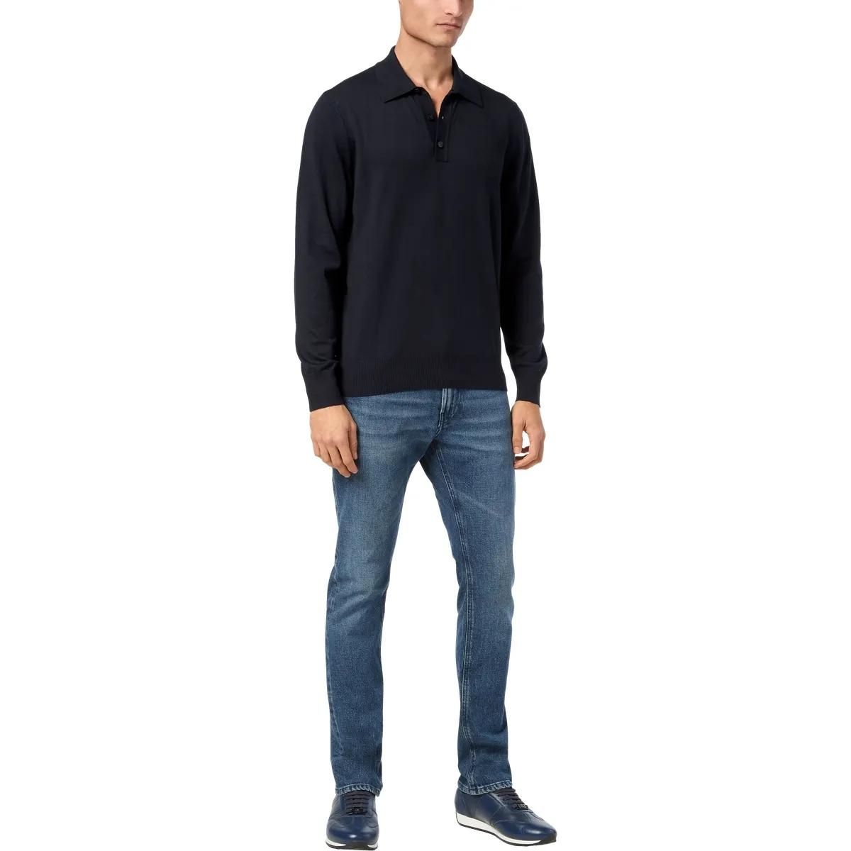 Langarm Strick Polo Shirt