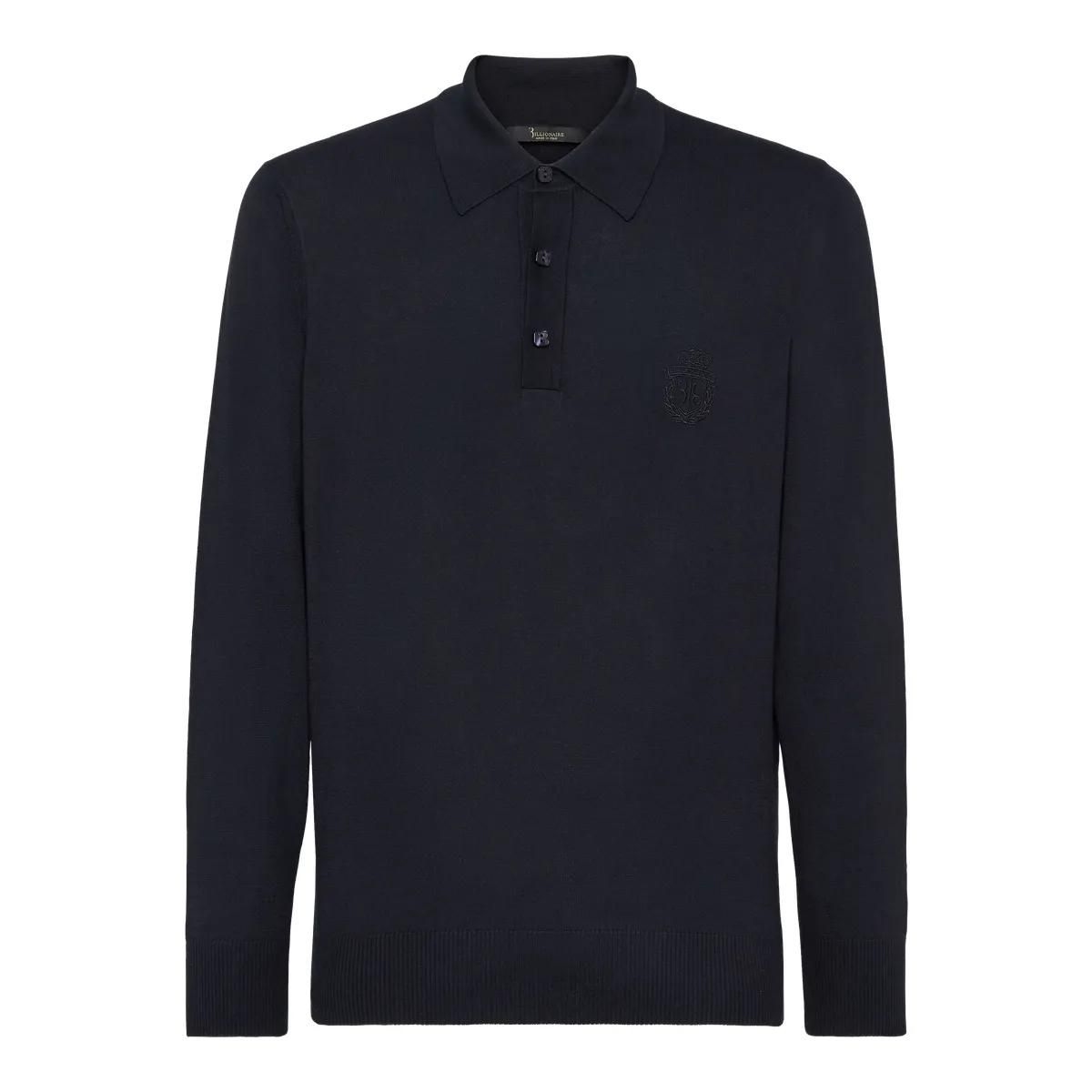 Langarm Strick Polo Shirt