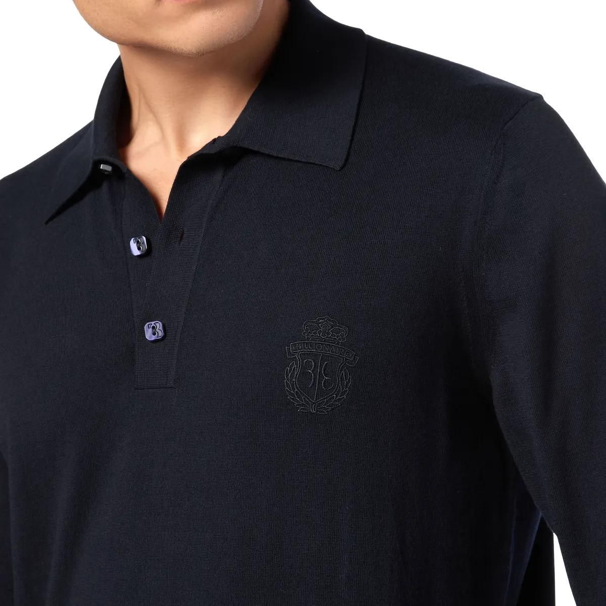 Langarm Strick Polo Shirt