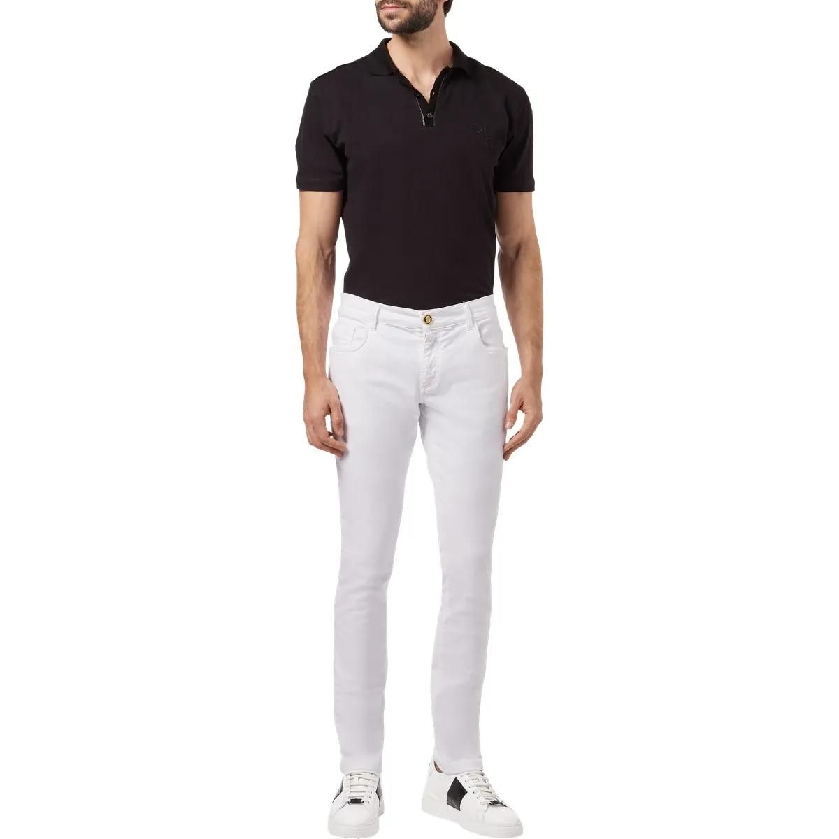 Schlanke weiße Denim Jeans