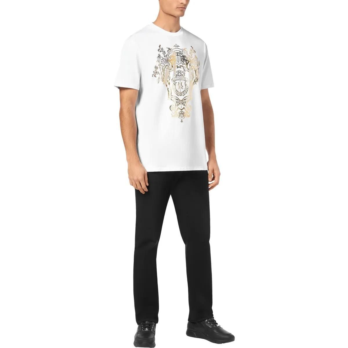 Baumwoll T-Shirt mit Wappen Grafikprint