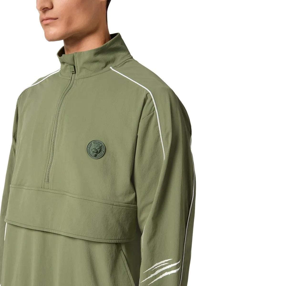 Olivgrüne Windjacke mit halbem Reißverschluss