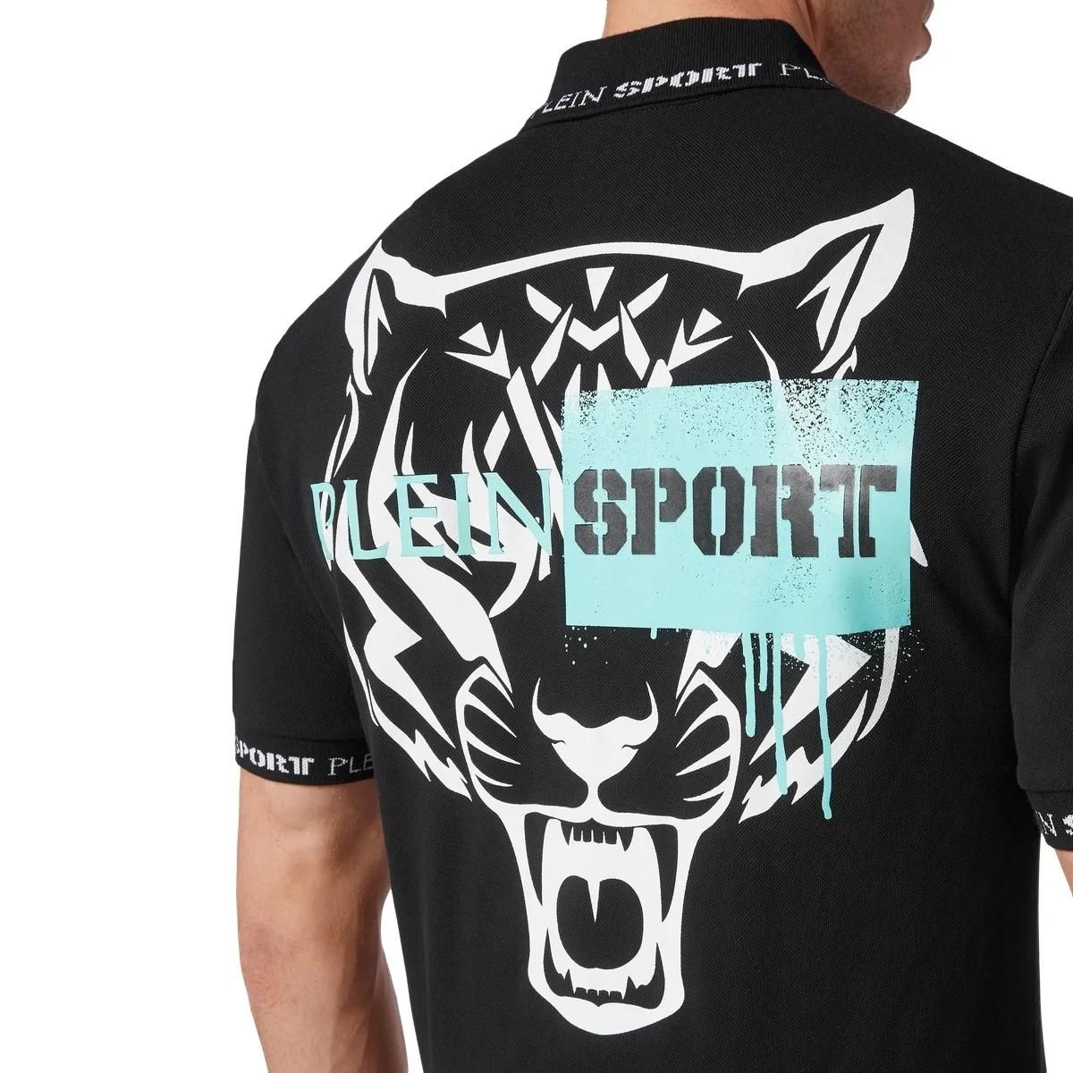 Piqué Poloshirt mit Tiger Grafikprint