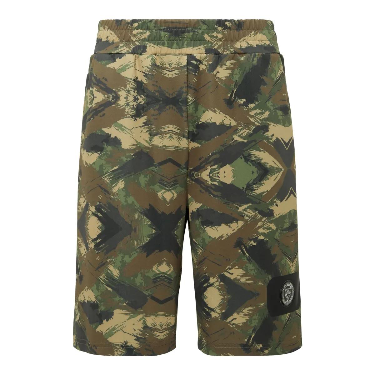 Lounge Shorts mit Camouflage-Print Fleece