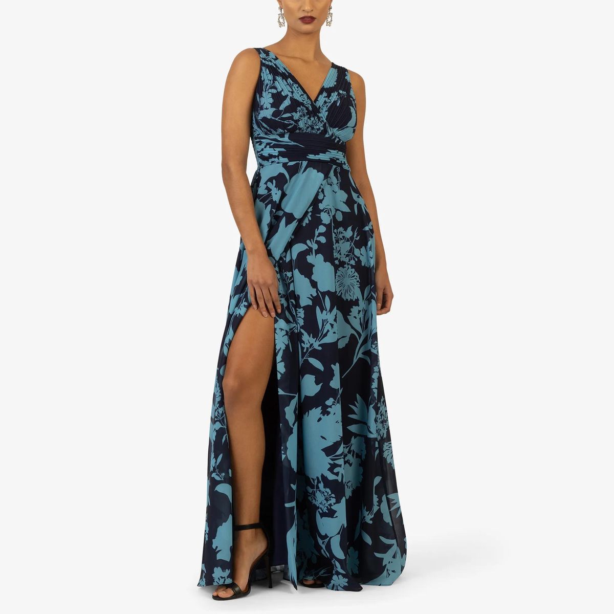 Ärmelloses Maxikleid mit Blumendruck