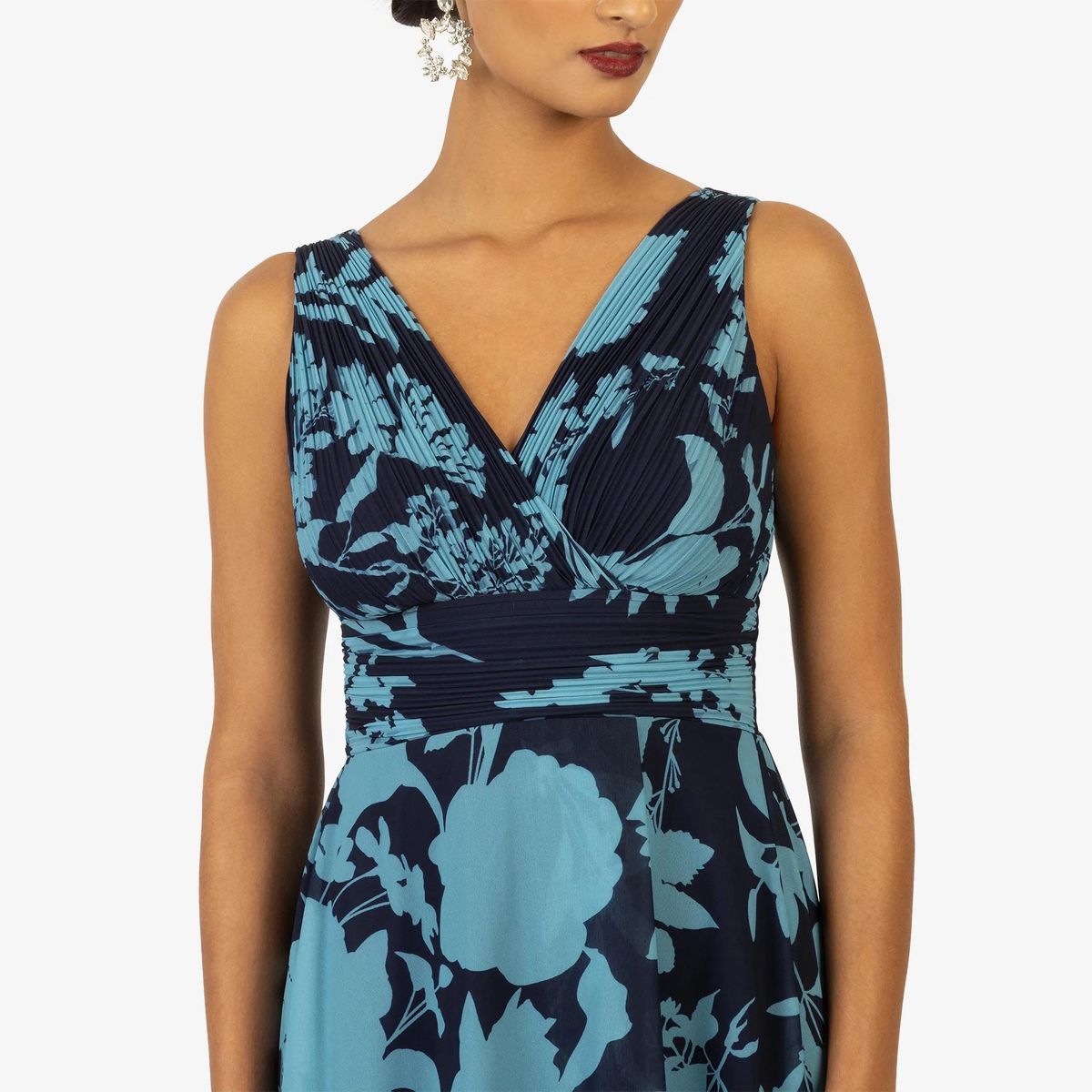 Ärmelloses Maxikleid mit Blumendruck