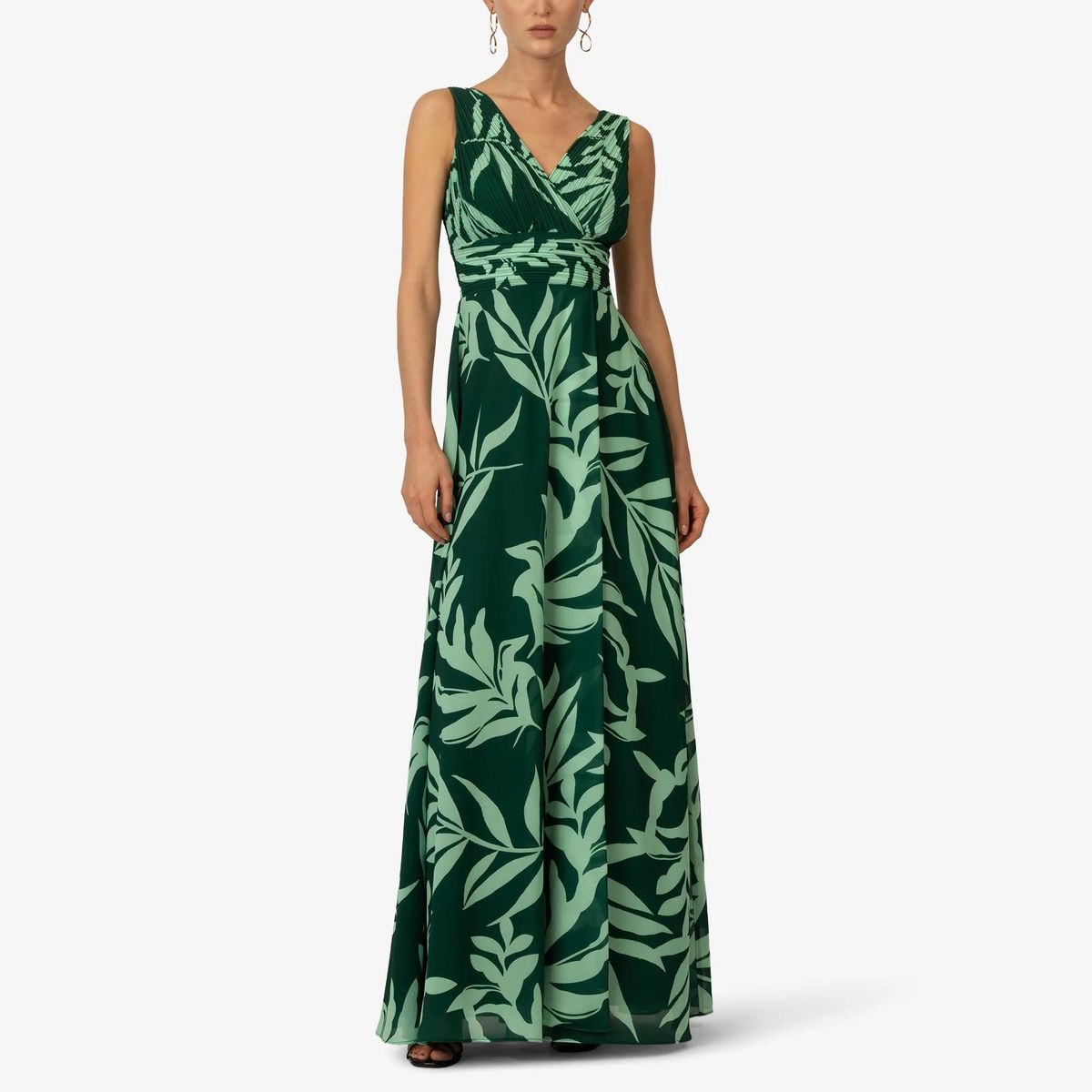 Elegantes Maxikleid mit Blattdruck