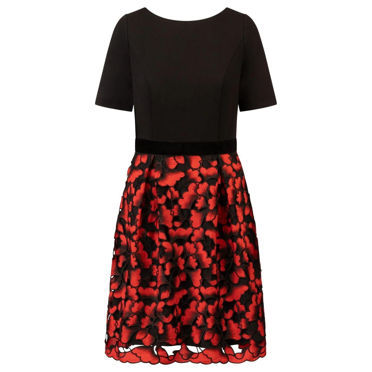 Ausgestelltes Kleid mit Blumenmuster-Spitze