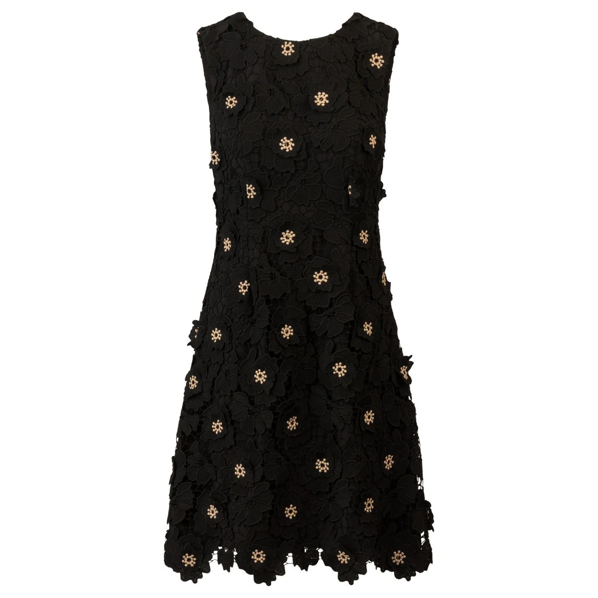 Florales Cocktailkleid aus Spitze mit Perlen