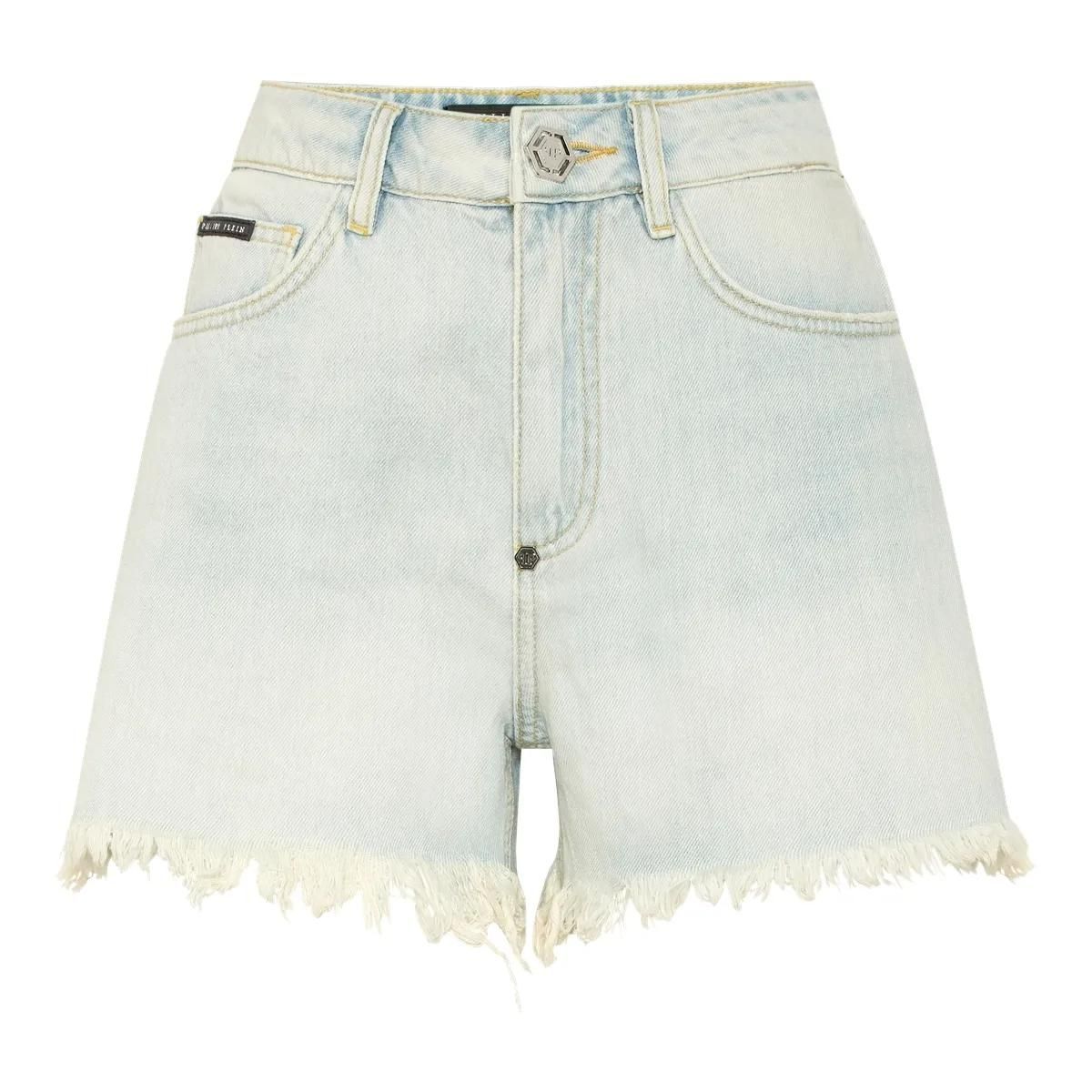 Hotpants aus Denim mit ausgefranstem Saum