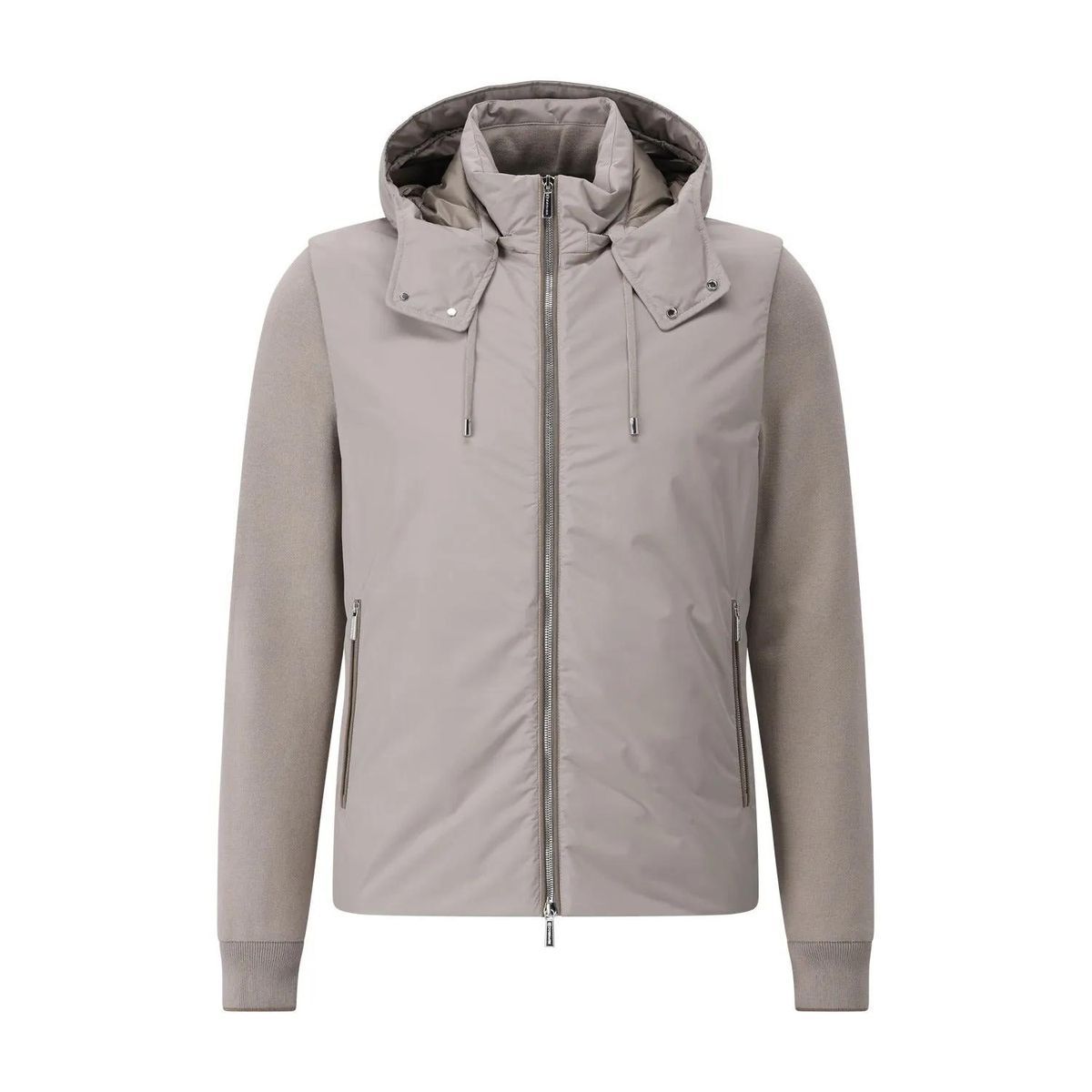 Hybride Daunenjacke mit Strickärmeln