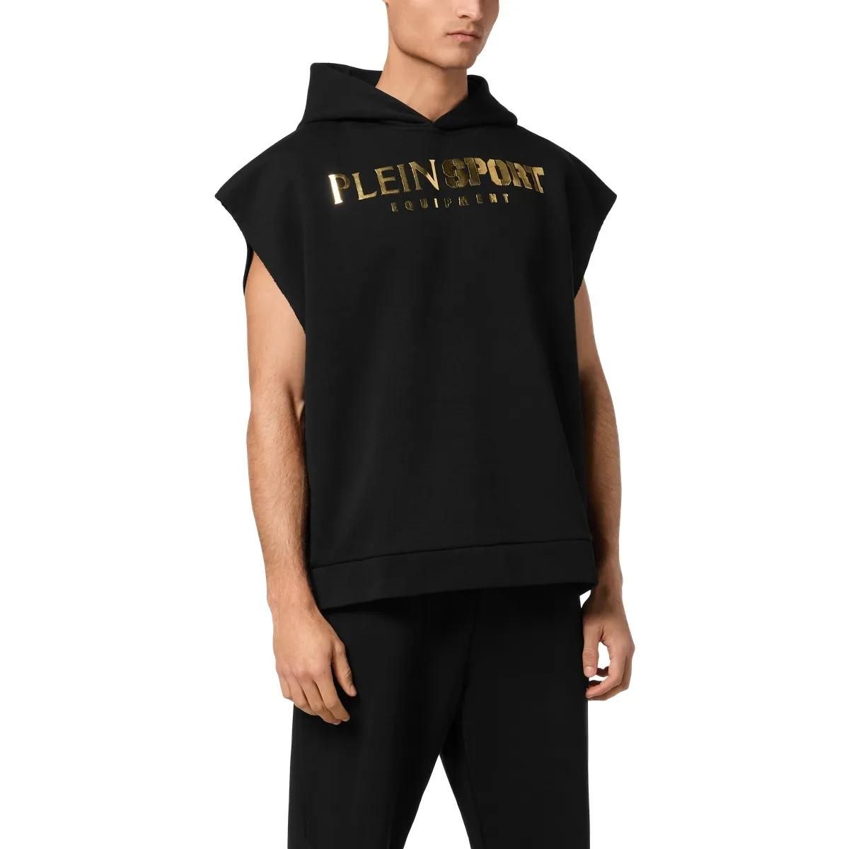 Ärmelloser sportlicher Hoodie mit Logo-Print