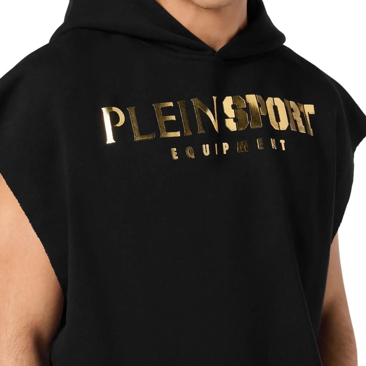 Ärmelloser sportlicher Hoodie mit Logo-Print