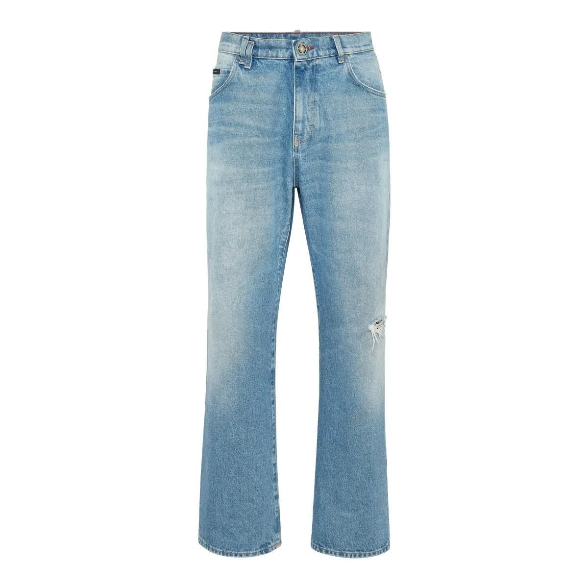 Jeans aus Denim mit entspannter Passform und Used-Look