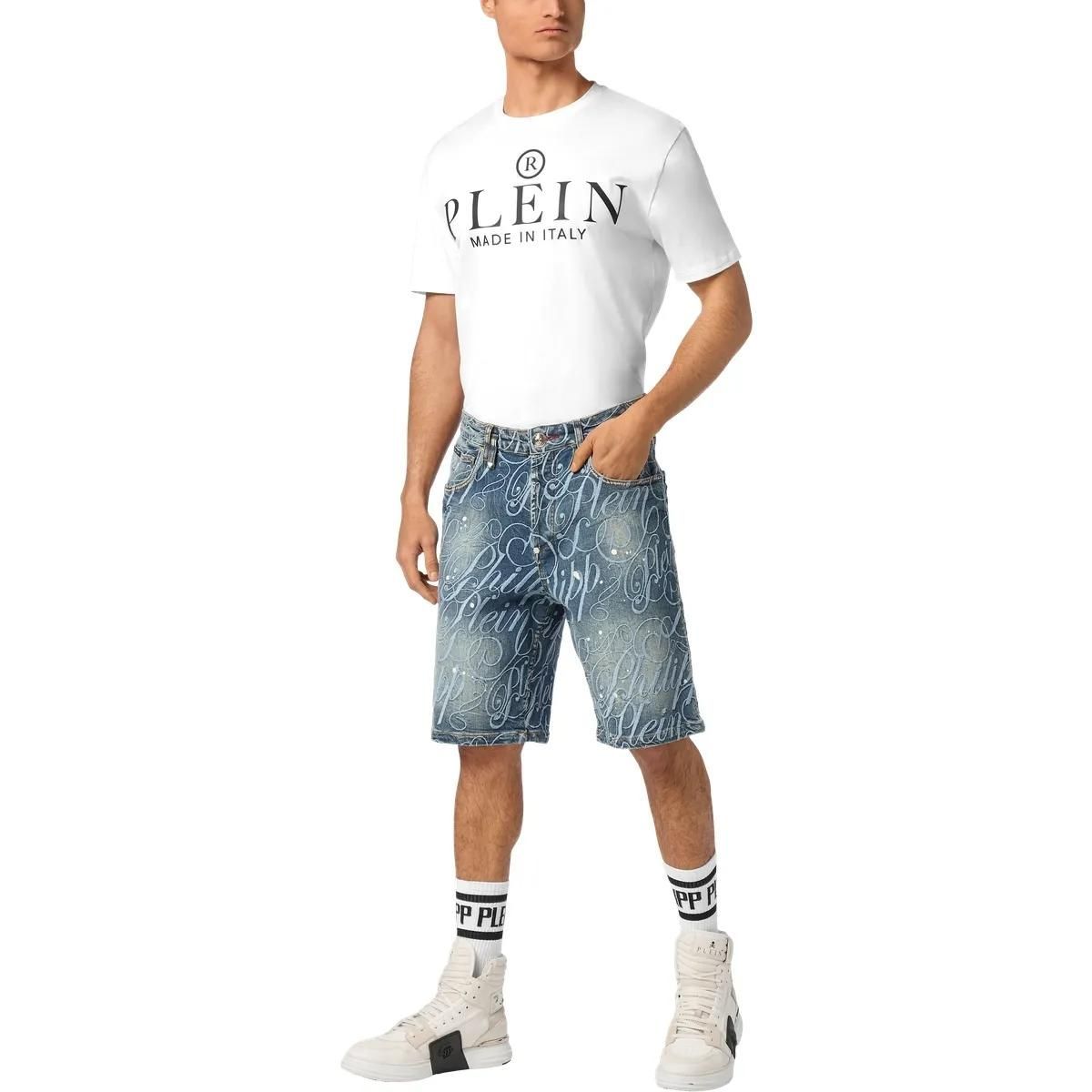 Denim Bermuda Shorts mit Stickerei