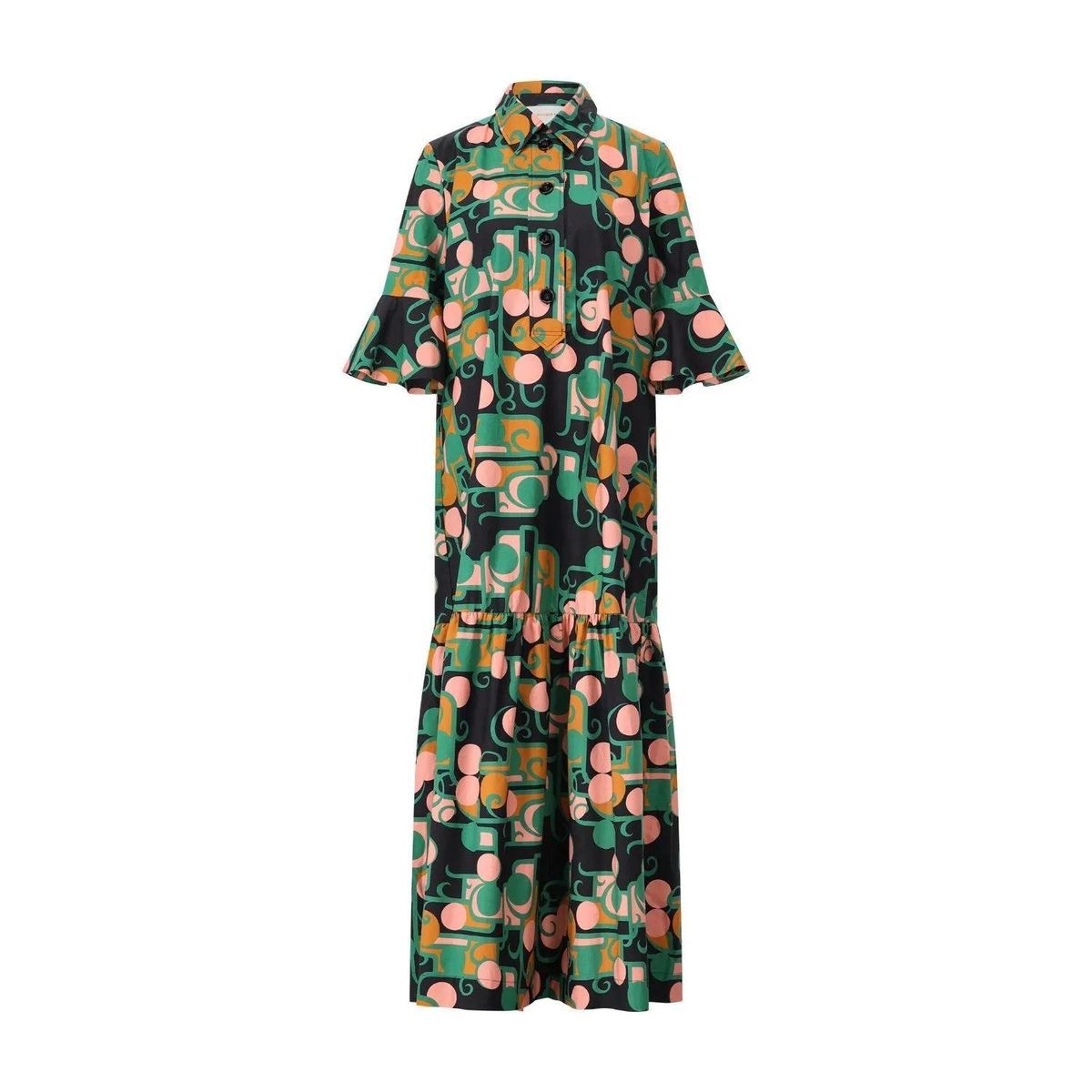 Maxi-Hemdkleid mit Retro-Print