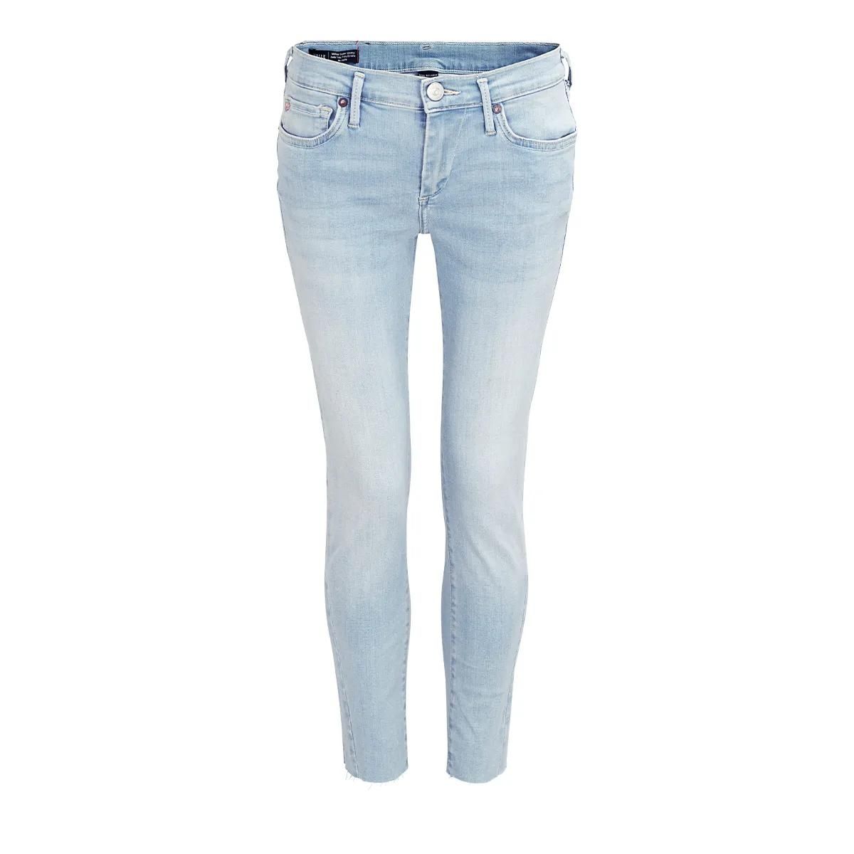 Hellblaue verkürzte Skinny Jeans