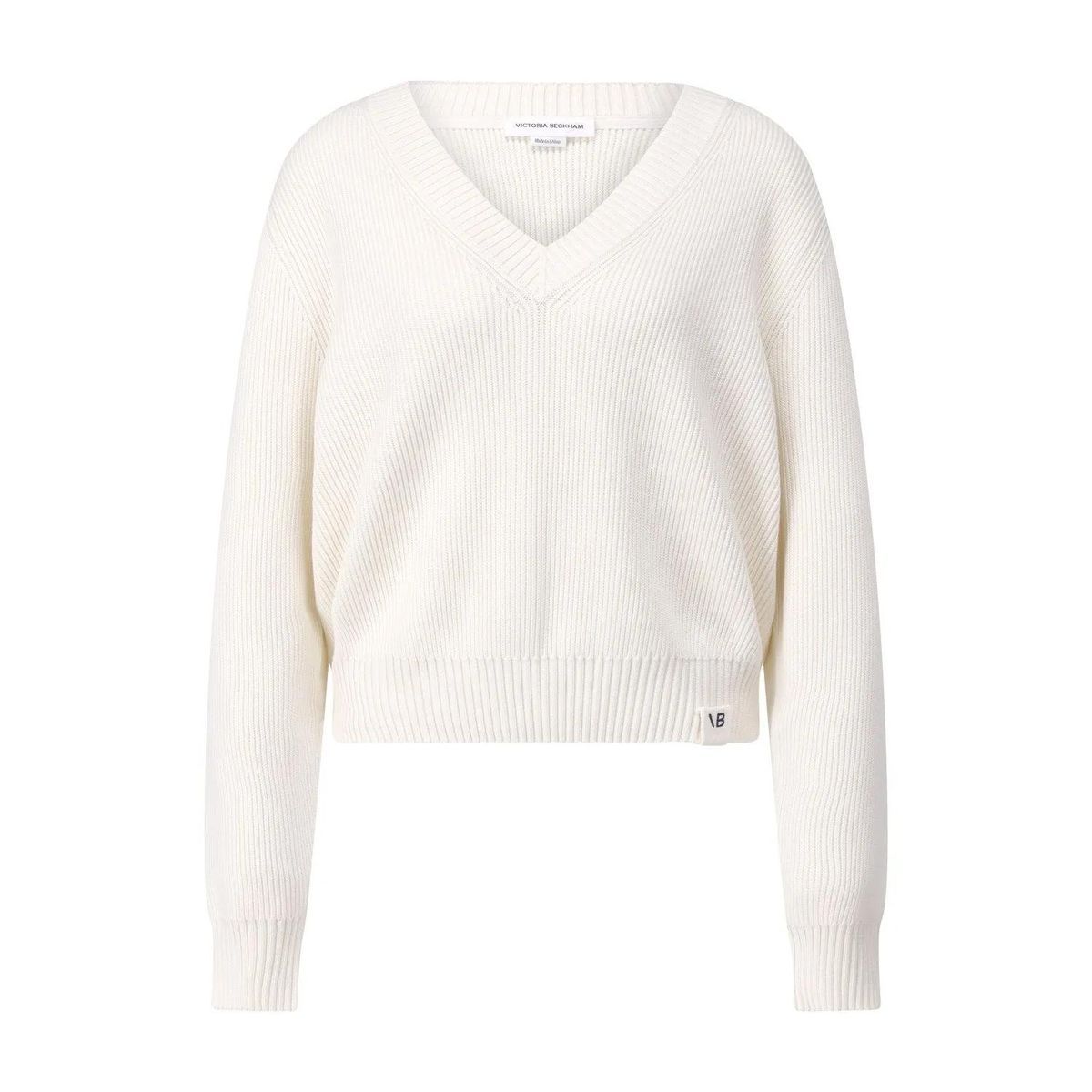 Oversized Baumwollstrick V-Ausschnitt Pullover