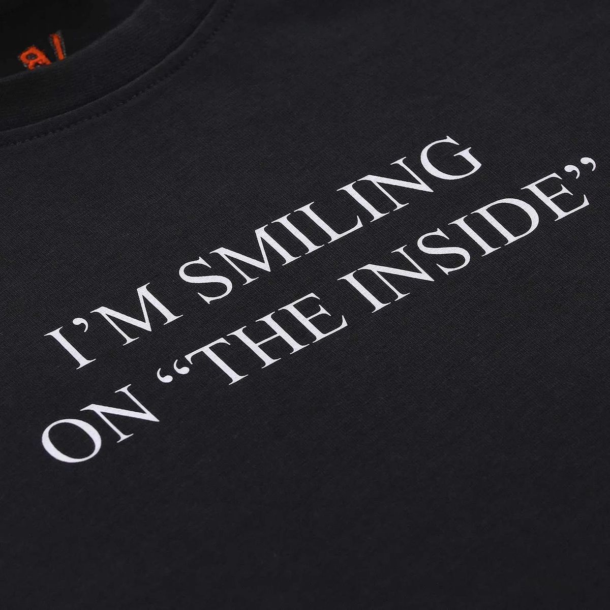 Schwarzes Baumwoll-T-Shirt mit Slogan, Unisex