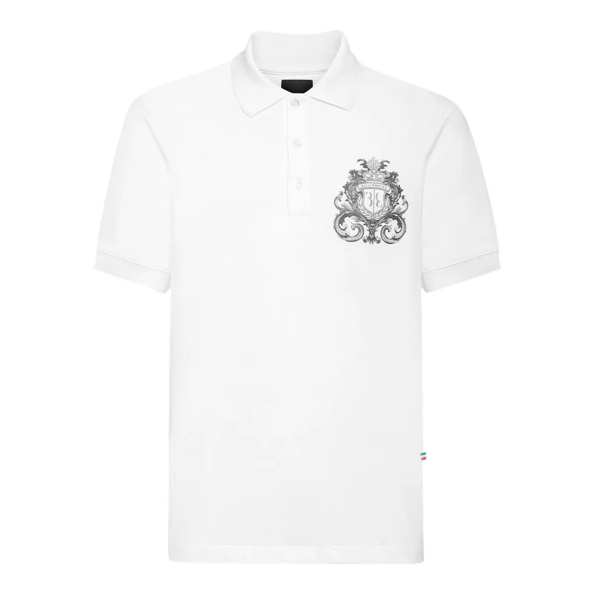 Weißes Poloshirt mit Barockwappen