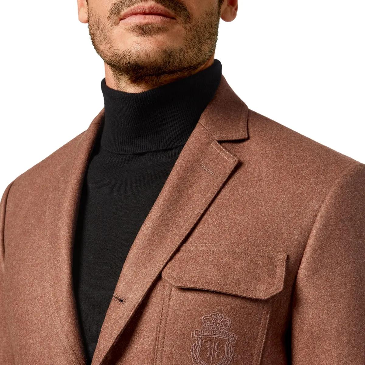 Taillierter brauner Wollmischungsblazer