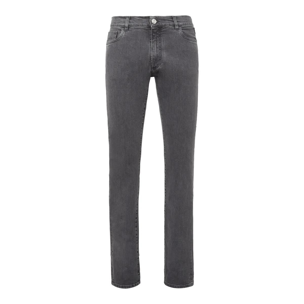 Graue Stone-Washed Jeans mit geradem Bein
