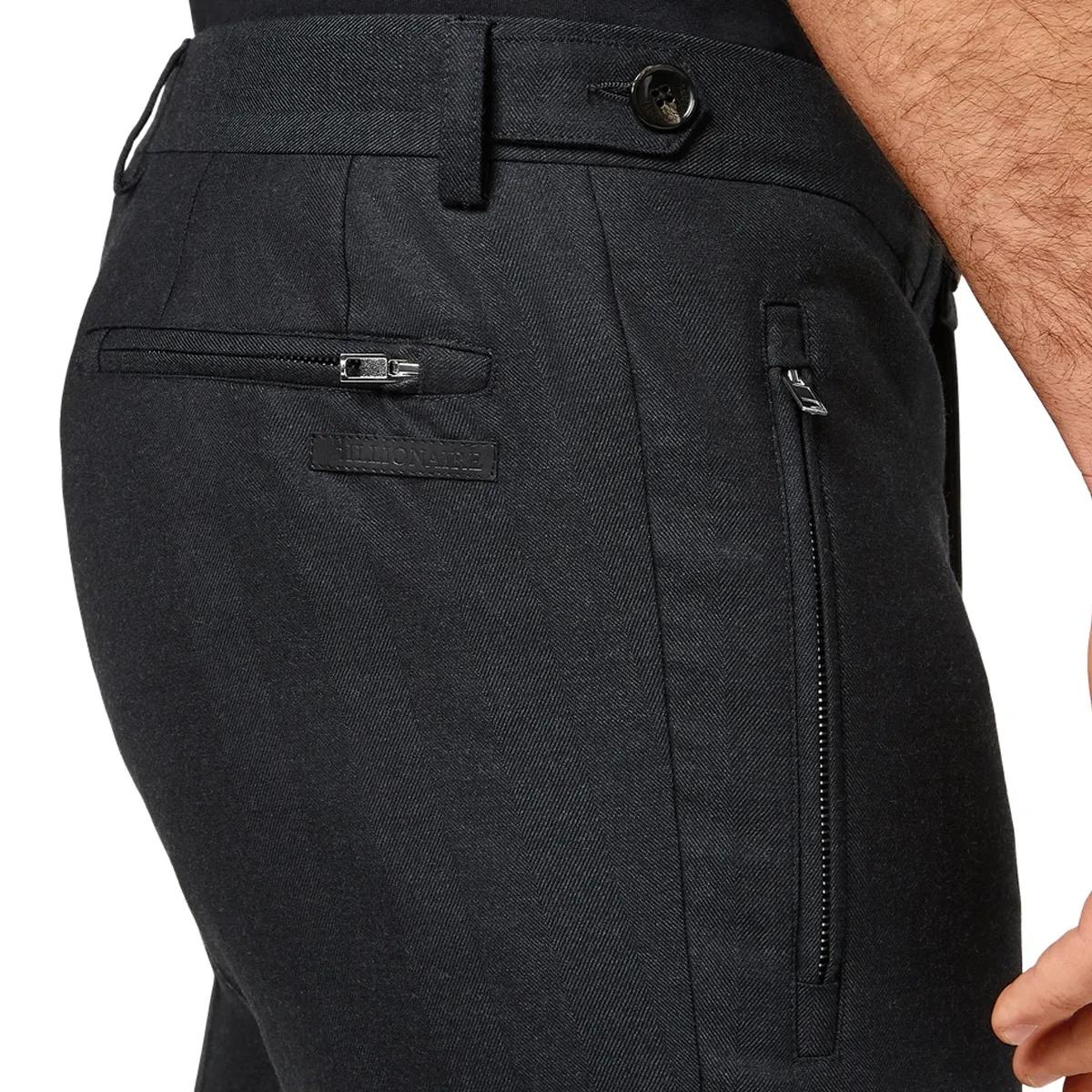 Schlanke Wollhose mit Reißverschlüssen