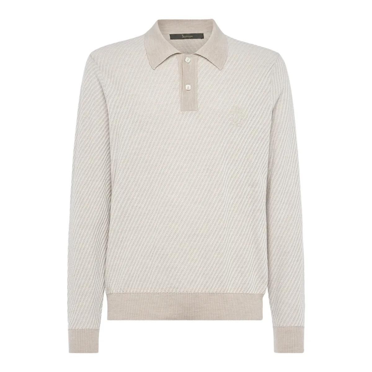 Polohemd aus Merino-Wolle mit Diagonalrippen