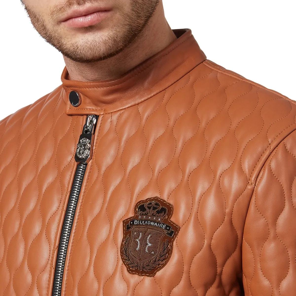 Gesteppte Nappa-Leder Bikerjacke