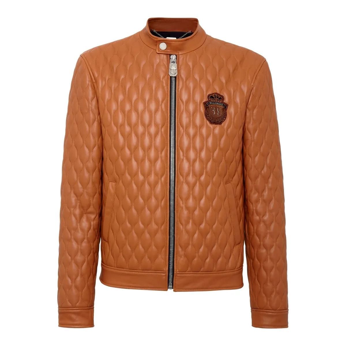 Gesteppte Nappa-Leder Bikerjacke