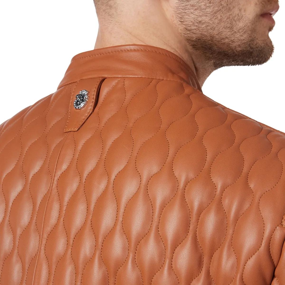 Gesteppte Nappa-Leder Bikerjacke