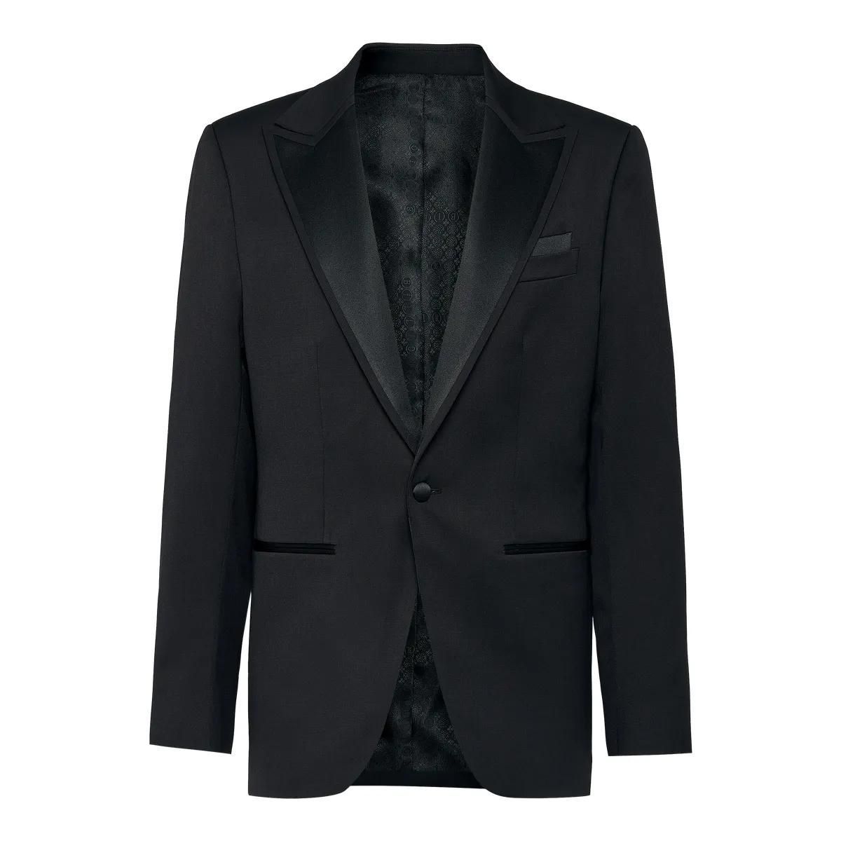 Eleganter schwarzer Blazer mit Satinbesatz