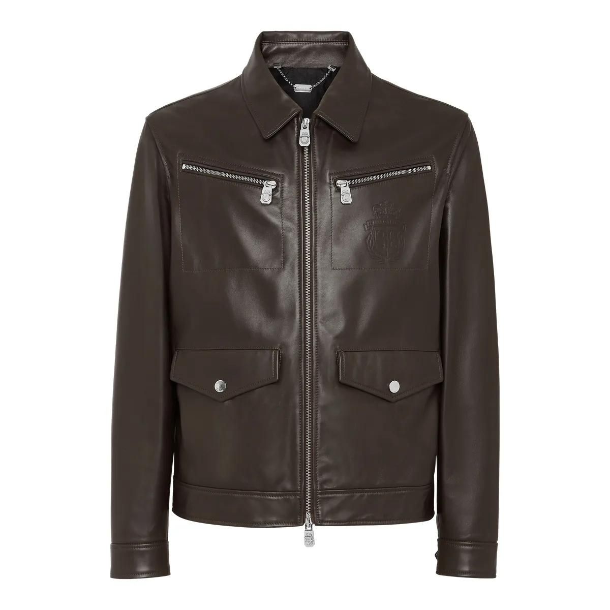 Herren Lederjacke mit Wappen-Details