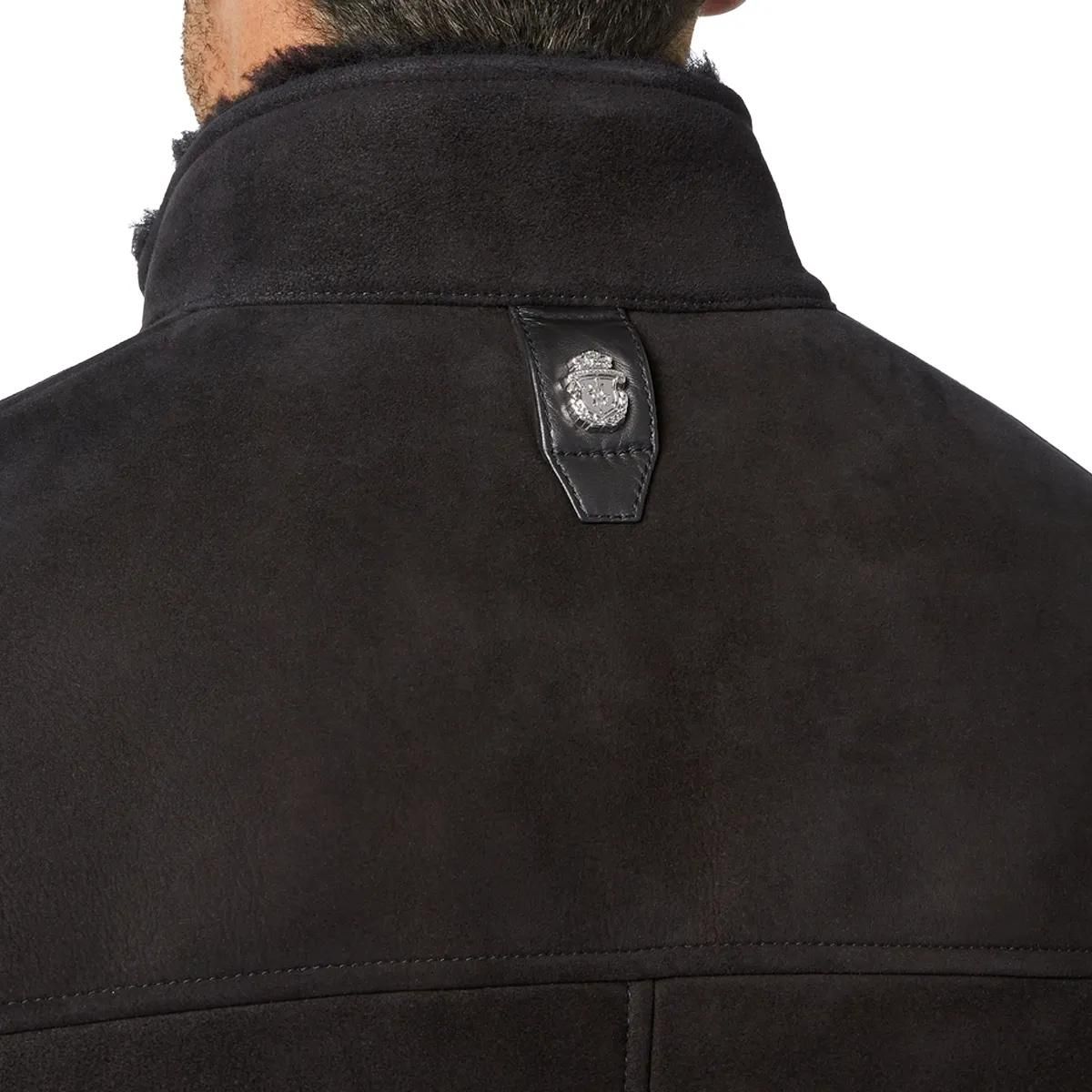 Lederjacke mit Shearling und Rippstrick