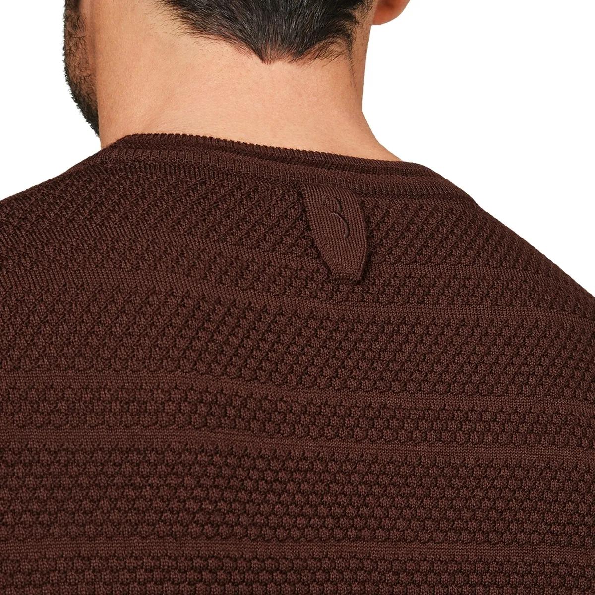 Strukturierter Merinowolle Rundhals-Pullover