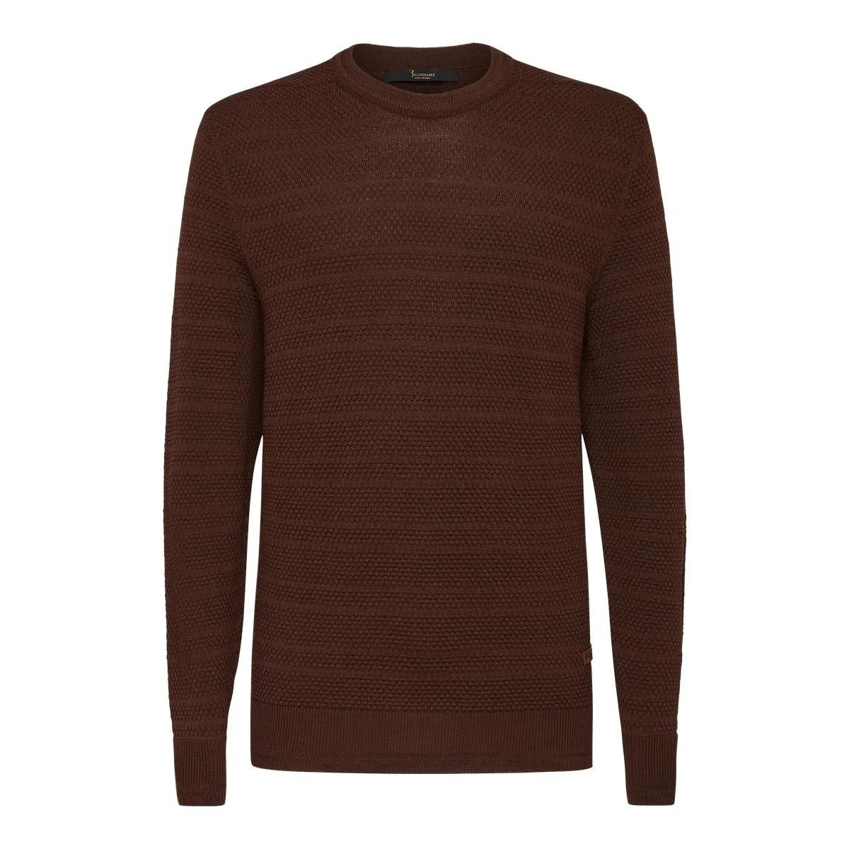 Strukturierter Merinowolle Rundhals-Pullover