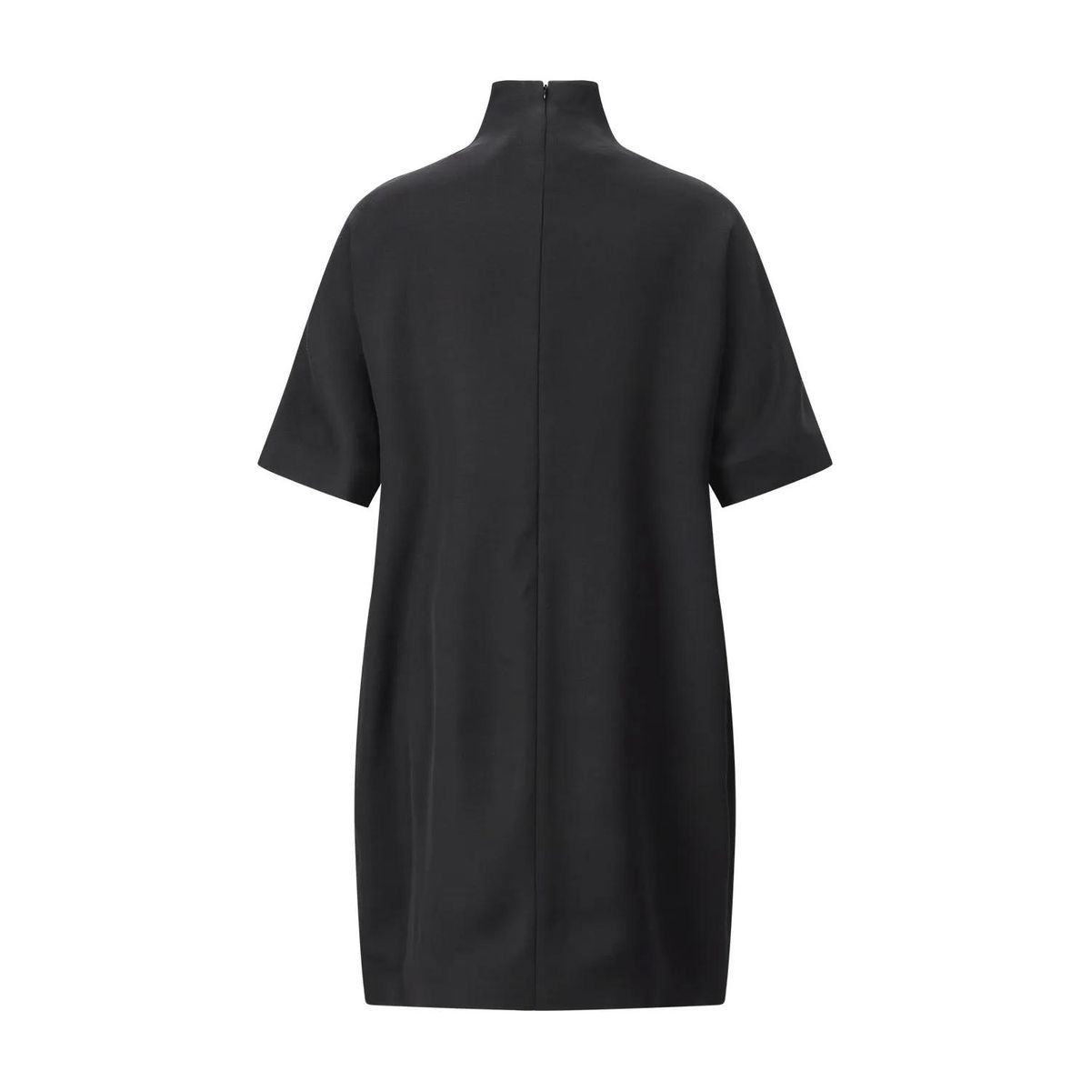 Minimalistisches schwarzes Minikleid mit Stehkragen