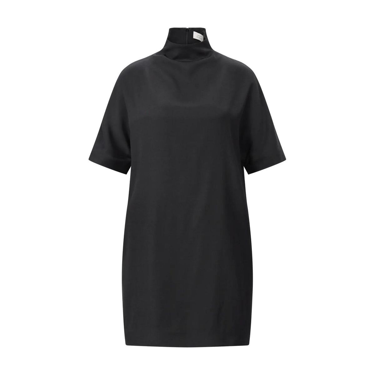 Minimalistisches schwarzes Minikleid mit Stehkragen
