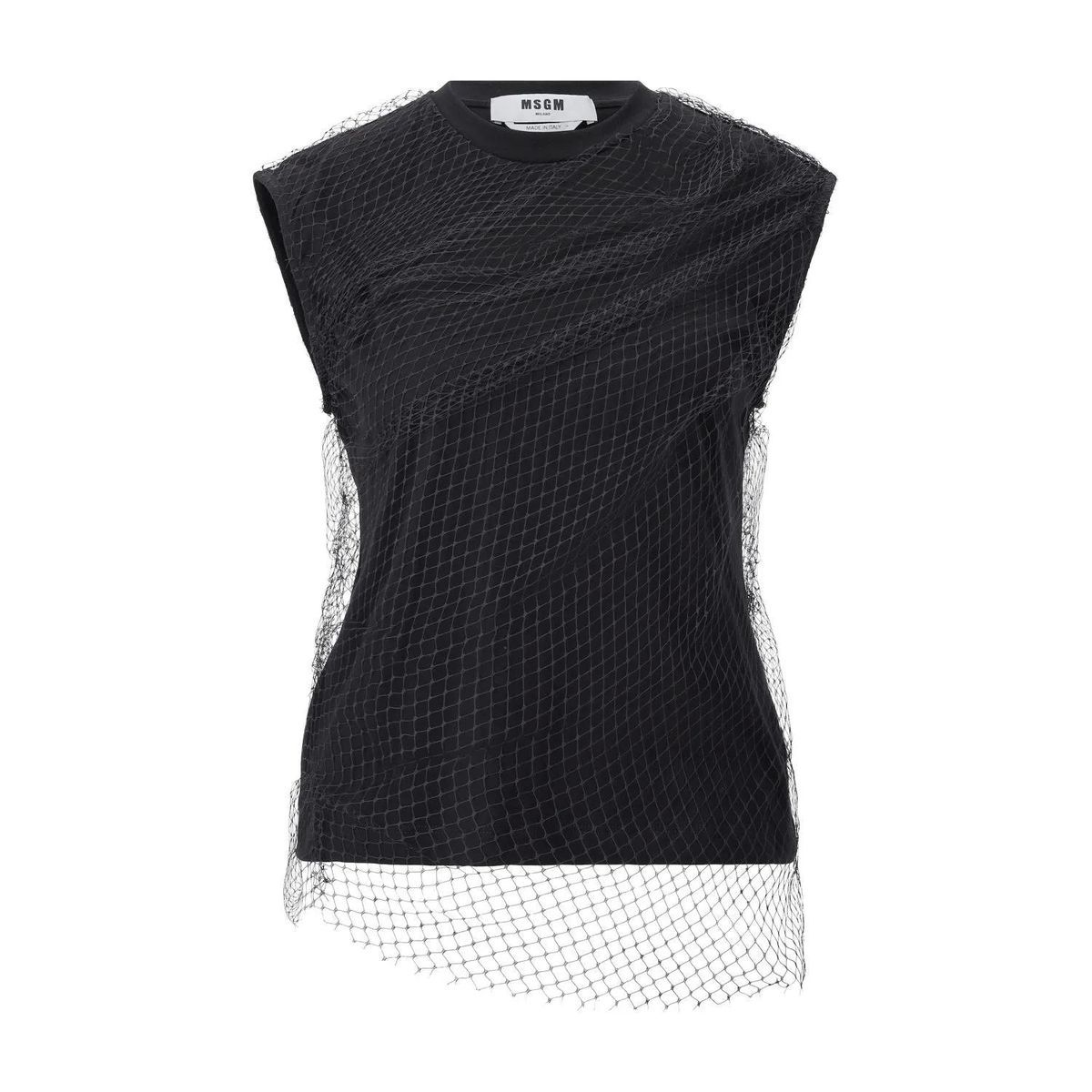 Ärmelloses Stricktop mit Netzstoff-Überzug