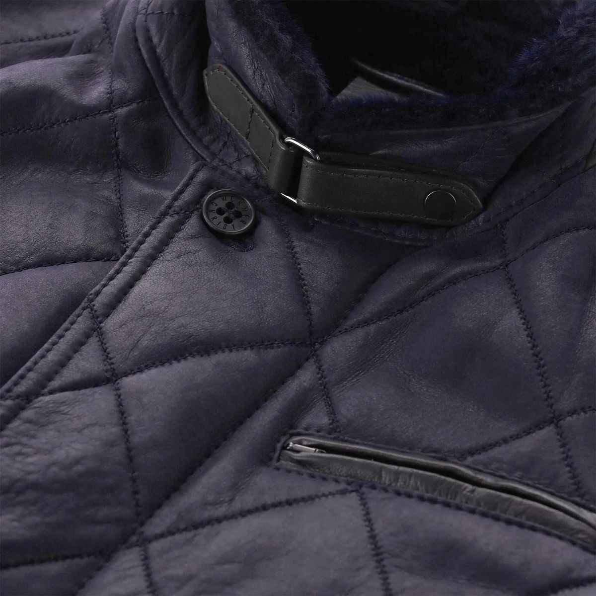 Gesteppte Lederjacke mit Fellkragen