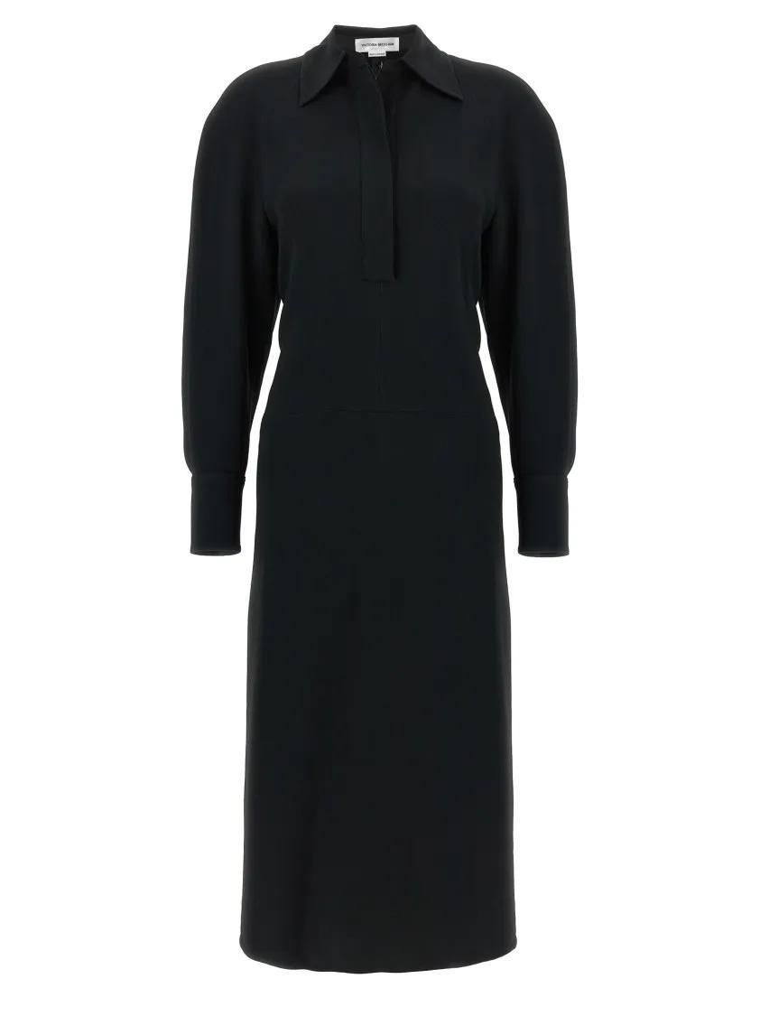 Elegantes Langarm-Midi-Hemdkleid