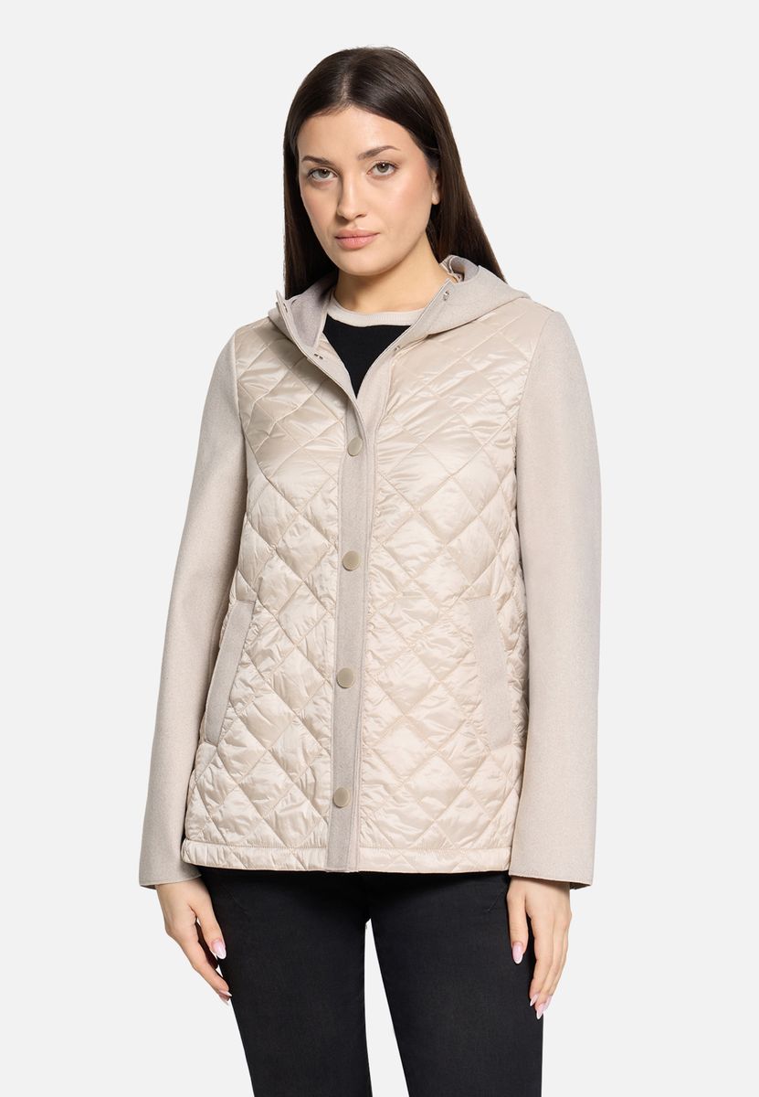 Wollmischungsjacke mit Steppeinsatz
