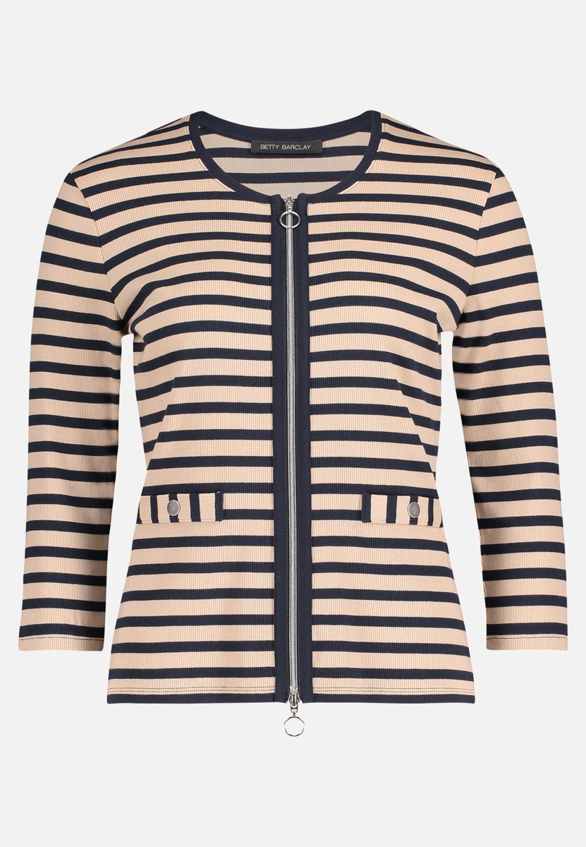 Gestreifte Strickjacke mit Reißverschluss