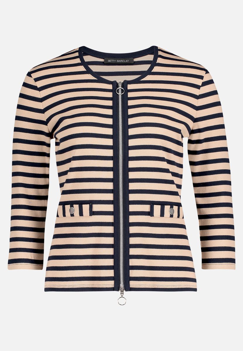 Gestreifte Strickjacke mit Reißverschluss