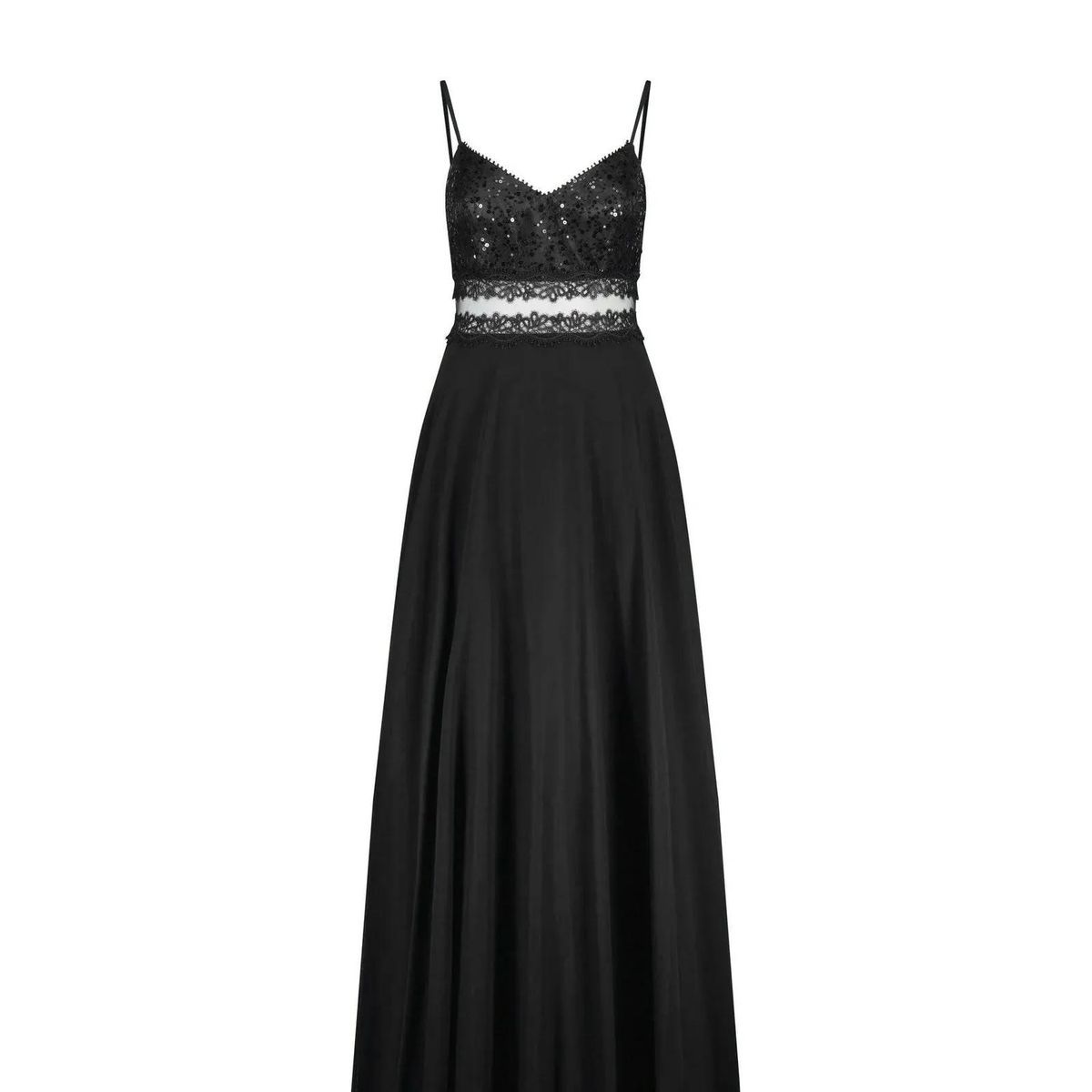 Chiffon-Maxikleid mit Pailletten-Oberteil