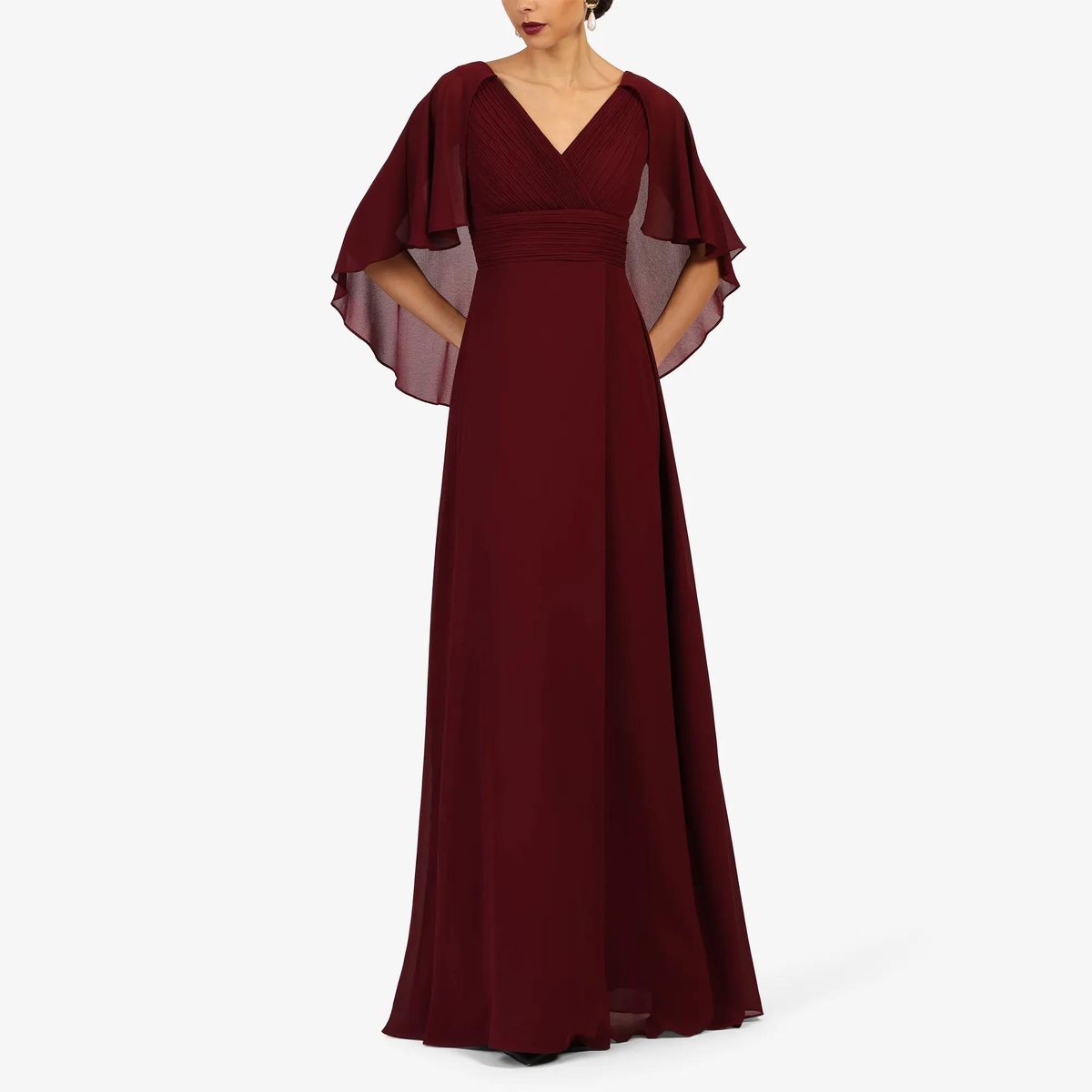 Elegantes Chiffonkleid mit Cape-Ärmeln